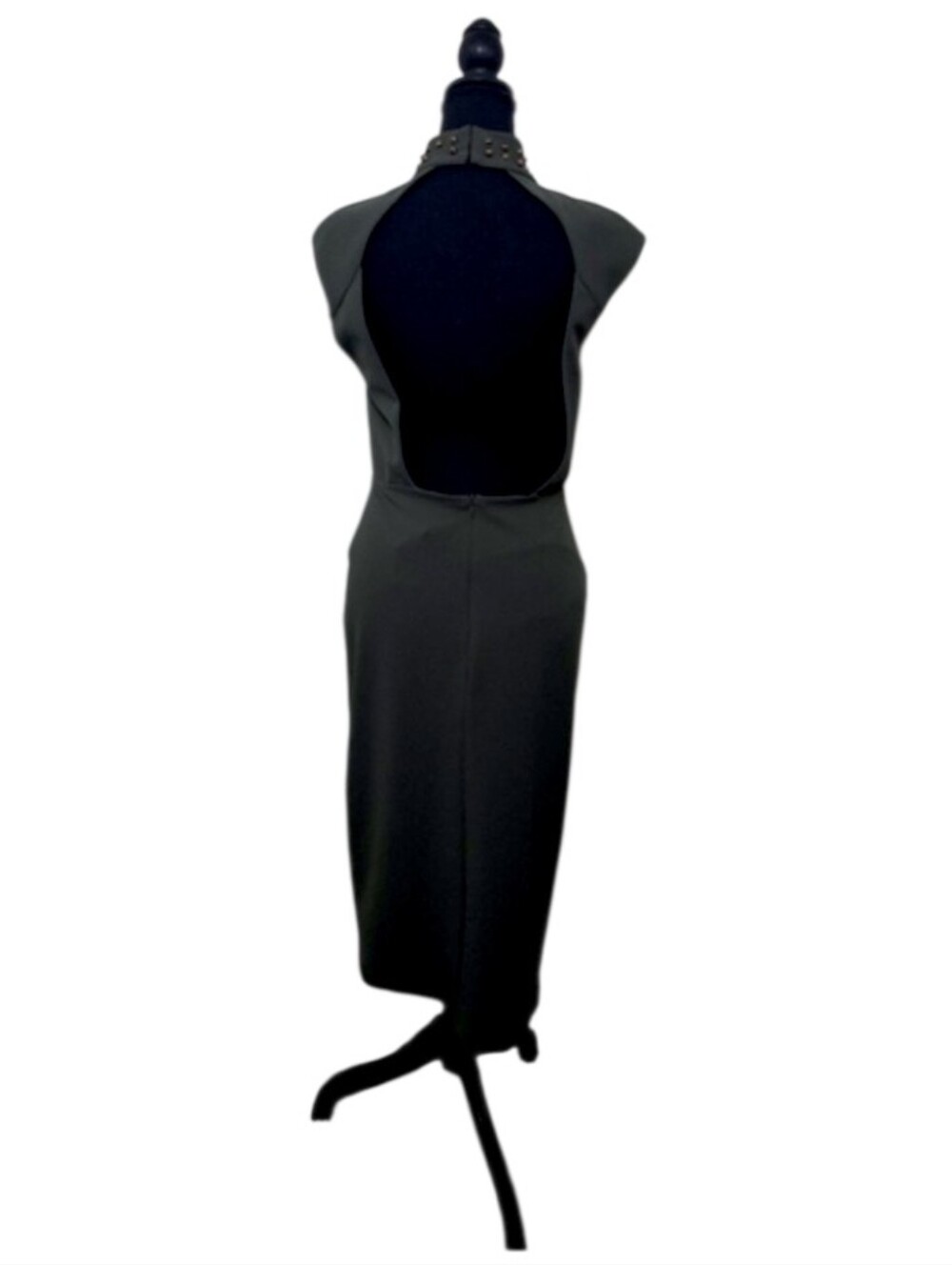 Abs Allen Schwartz Cutout Chic Olive Green Midi Backless Dress